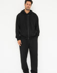 Organic Cotton Straight Leg Sweat Pants - Black