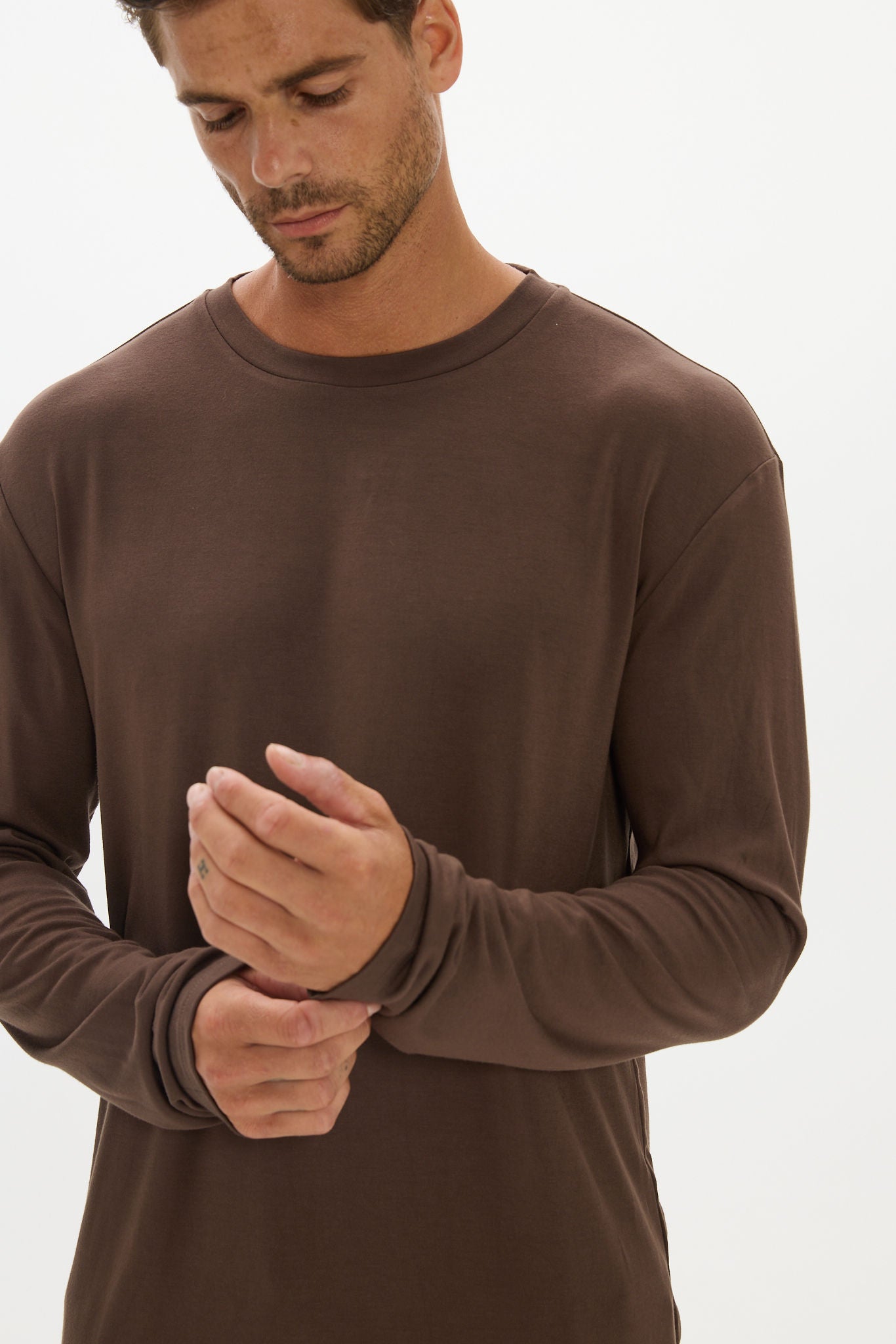 La Palma Crew Neck Long Sleeve T-Shirt - Espresso – AOCO