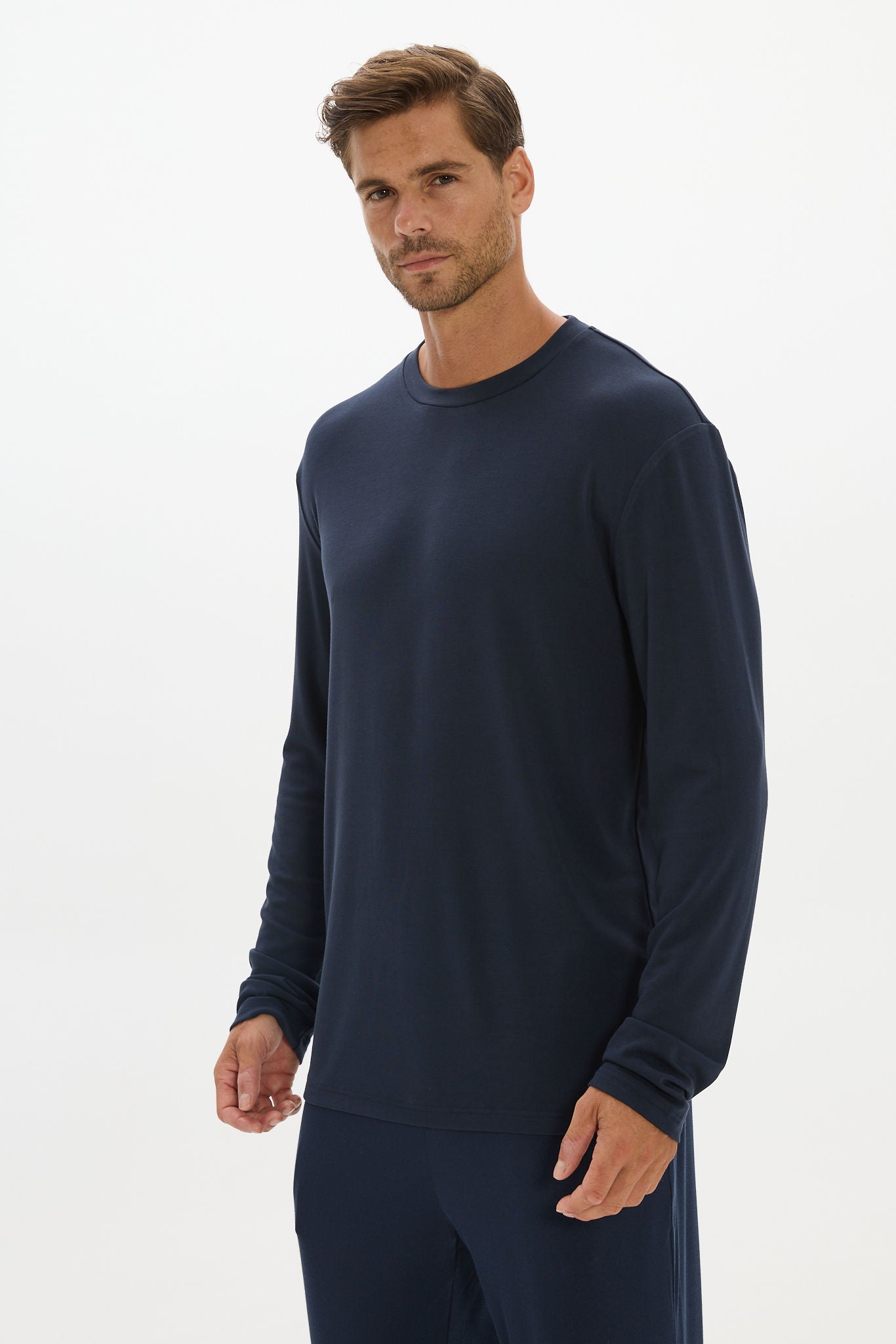 Men's La Palma Crew Neck Long Sleeve T-Shirt - Midnight Navy – AOCO