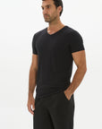 Fitted V-Neck T-Shirt - Black