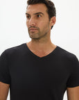 Fitted V-Neck T-Shirt - Black
