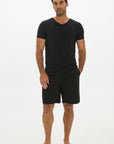 Fitted V-Neck T-Shirt - Black