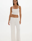 Soft Rib Wide-Leg Pants - Cream