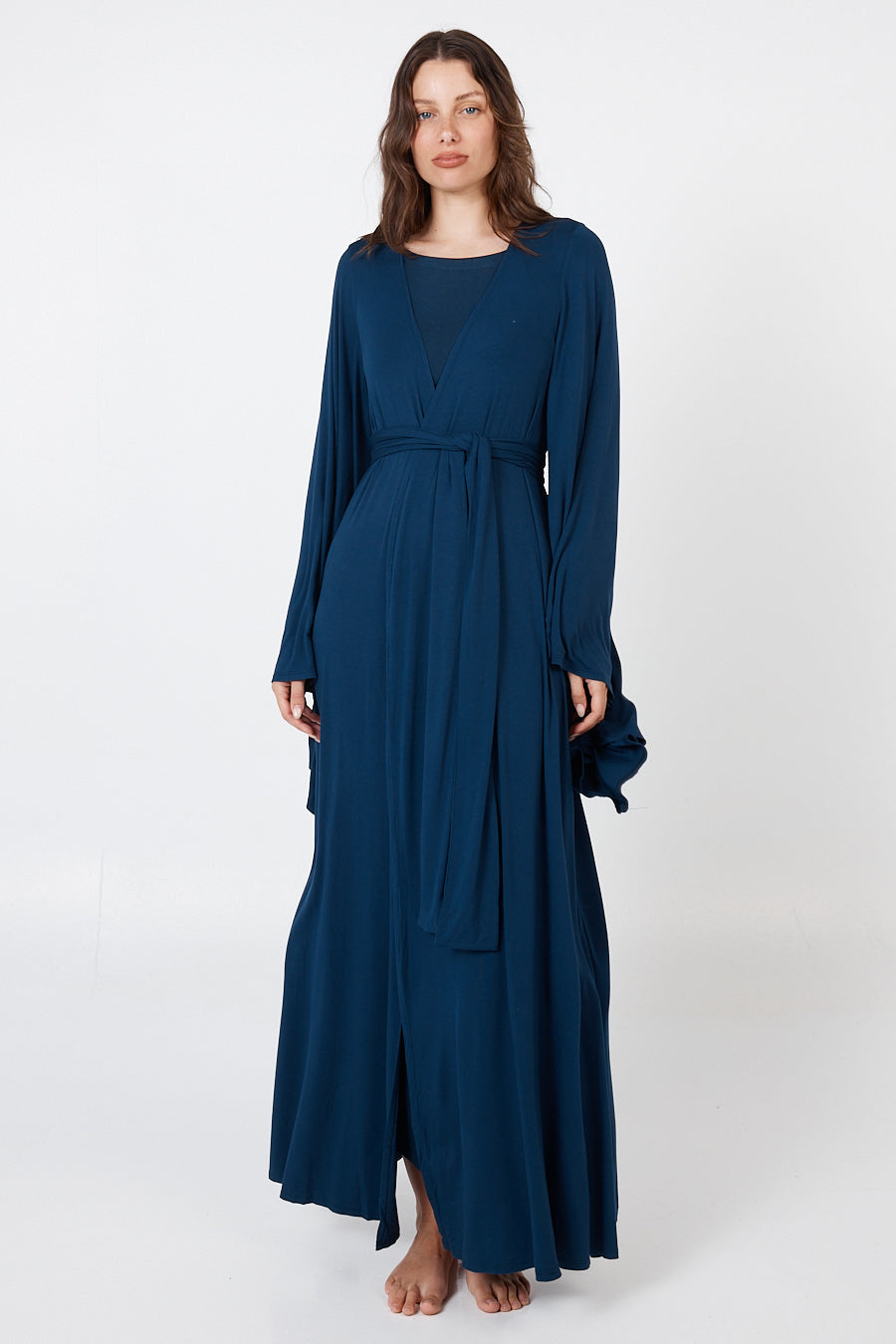 Women's Long Loose Robe - Navy – AOCO