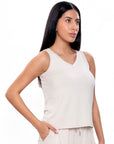 V-Neck Tank Top - Beige