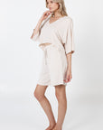 Haut court à col en V - Beige