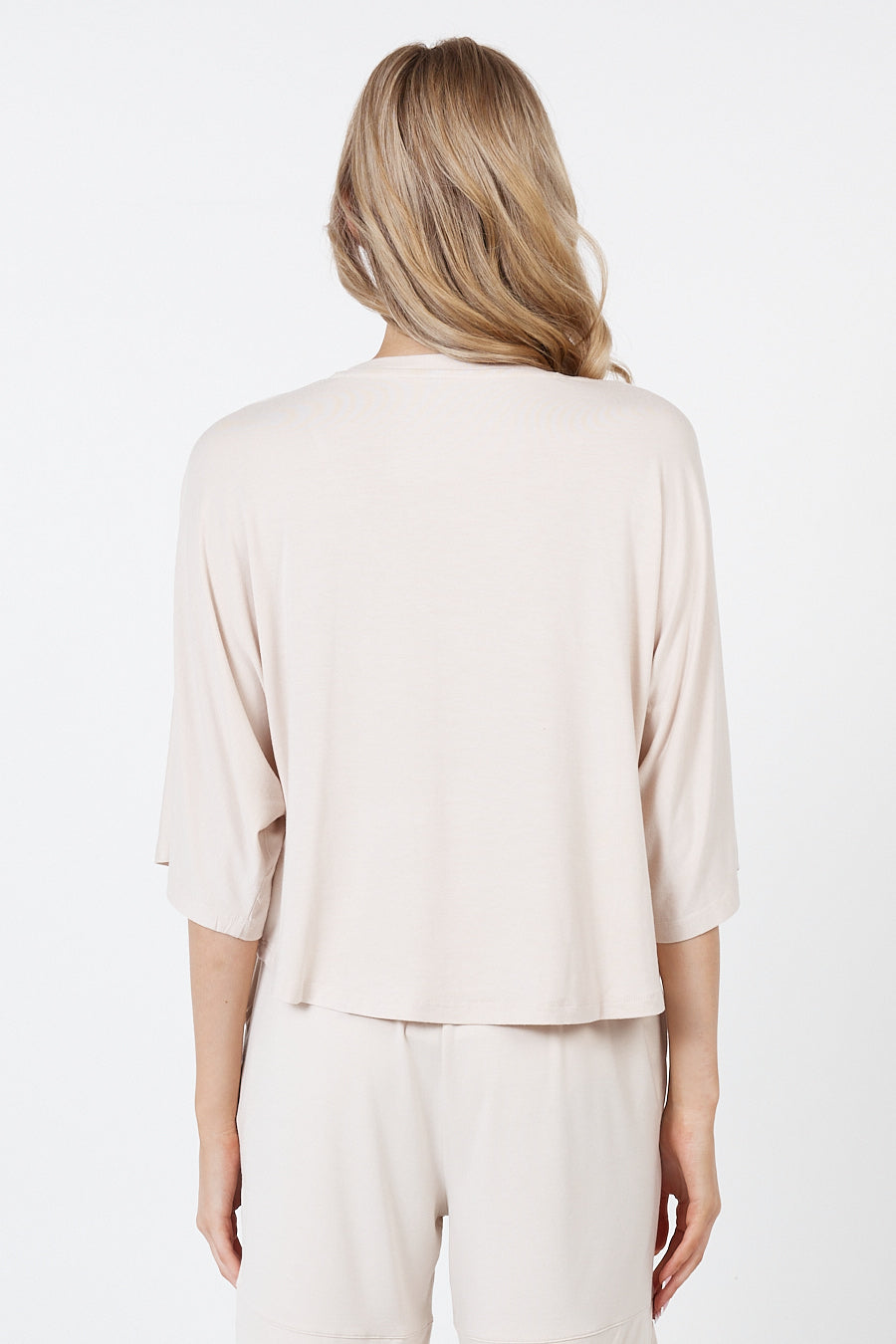 Haut court à col en V - Beige