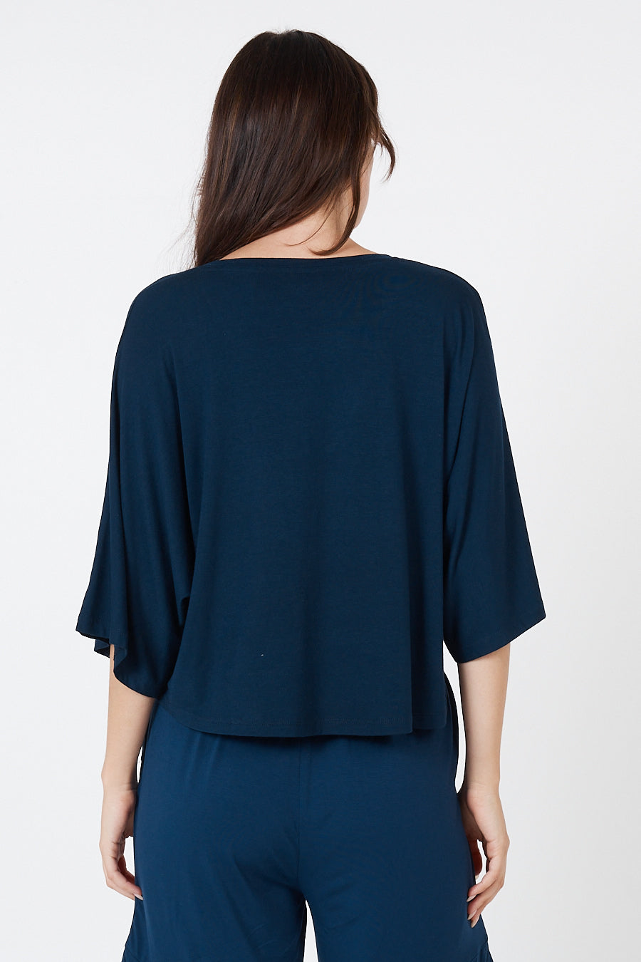 V-Neck Crop Top - Navy