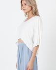 V-Neck Crop Top - White